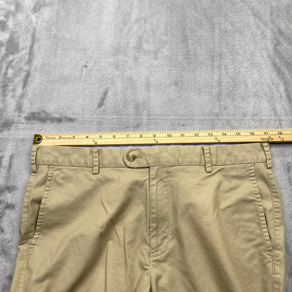 Peter Millar Men's Khaki Chino Pants Flat Front Classic Fit Size 34 Casual Dress